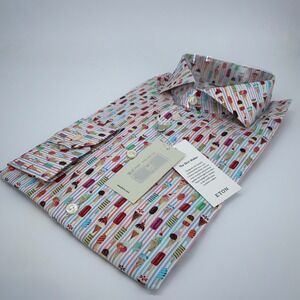 Eton Dress Shirt Mens XL 17 - 43 Colorful Ice Cream Slim Fit Collared Button Up